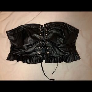 Black pleather crop top